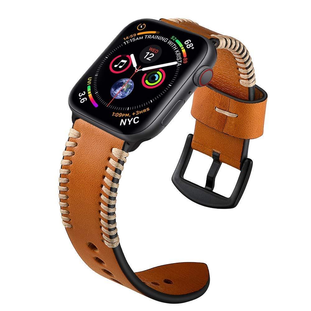 Apple Apple Watch Series 5 4 3 2 Band, Watch Strap White Wire Genuine Leather Strap  Watchband for iWatch 38mm, 40mm, 42mm, 44mm