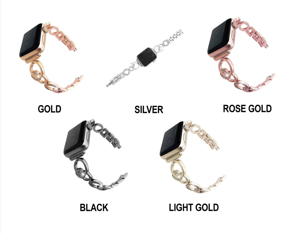 Luxury Rose Gold Apple Watchband 7 6 5 4 Rhinestone CZ Crystal Jewelry