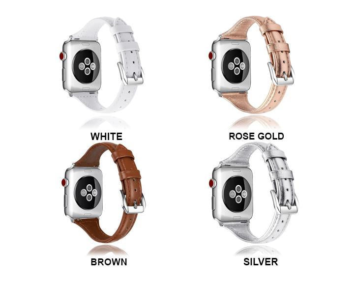 Leather Band Rose Gold Silver Strap Apple Watch Bracelet Series 7 6 5