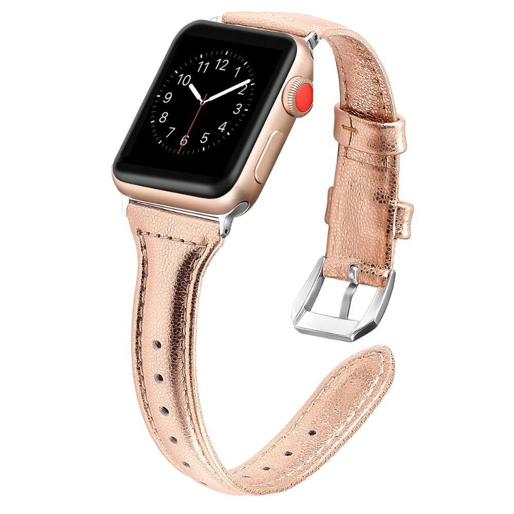 Rose Gold Apple Watch Band 38mm 40mm 41mm 42mm 44mm 45mm Black Leather  Adjustable Apple Watch Bracelet Women Apple Watch Wristband Jewelry 
