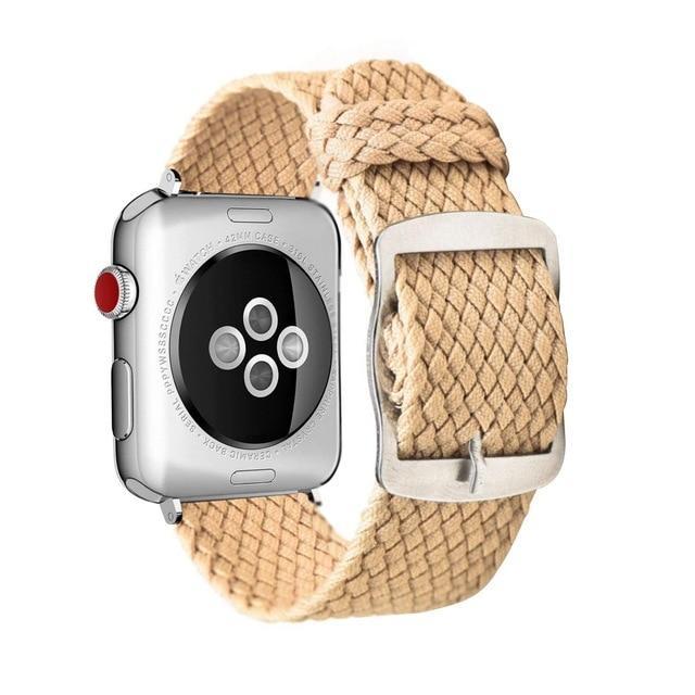Apple Beige / 44mm Apple Watch Series 5 4 3 2 Band, Soft Breathable Nylon Polyester Watch, Sport Bracelet Strap for iWatch 38mm, 40mm, 42mm, 44mm