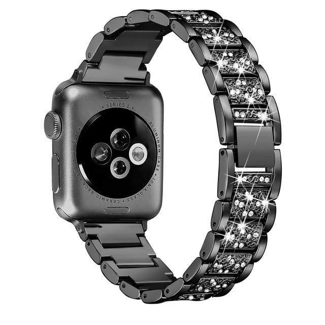 Apple black / 38mm/40mm Apple Watch bling band, women Diamond rhinestone stainless steel strap bracelet, iWatch series 5 4 3 , 40mm 44mm 38mm 42mm