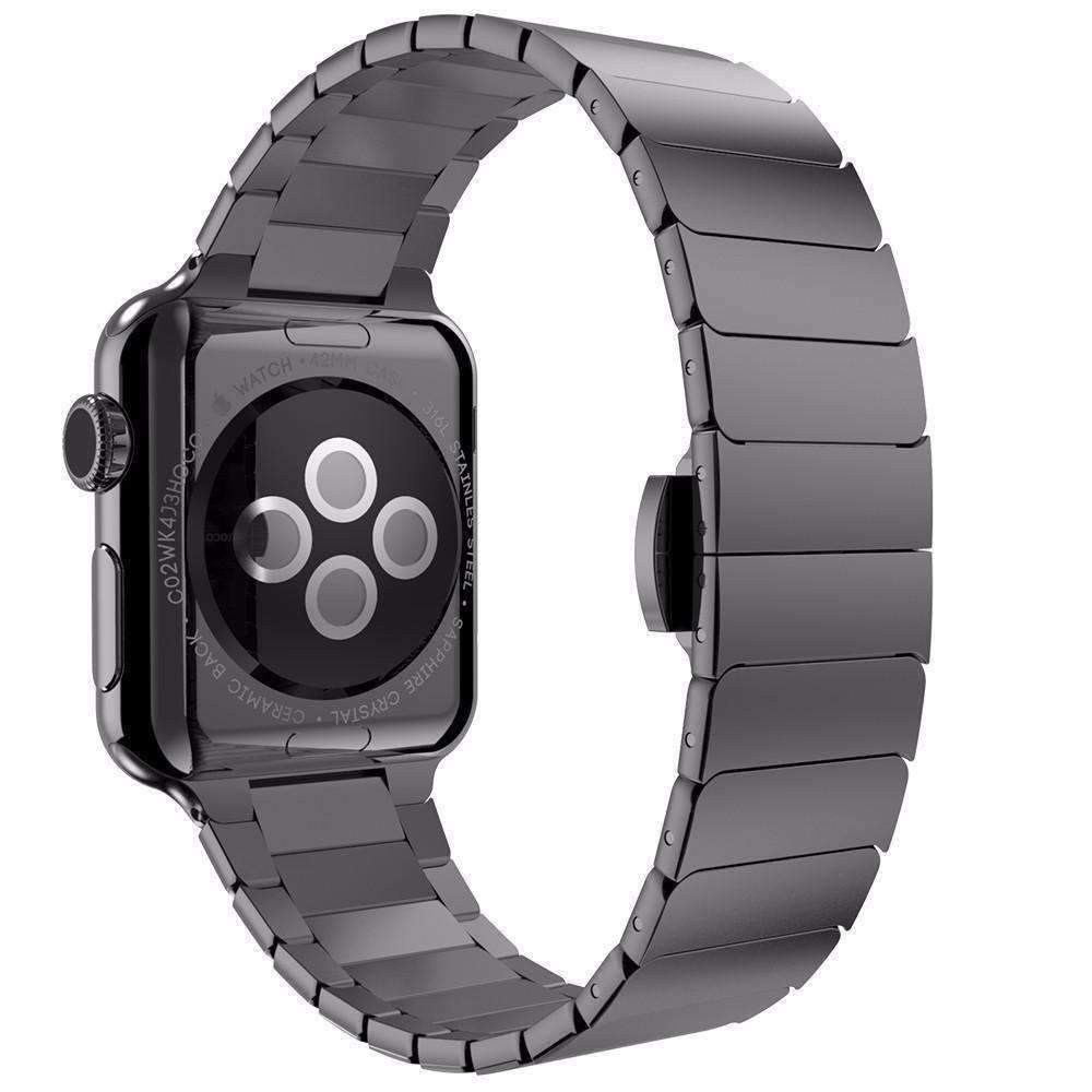 Apple Black / 38mm / 40mm Apple Watch Band 6 5 4 Luxury Steel Minimal Band with Butterfly Buckle