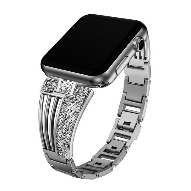Apple black / 38mm Apple watch Diamond bling strap series 4 3 2 1 band for iWatch 38mm 42mm 40mm 44mm stainless steel strap link bracelet