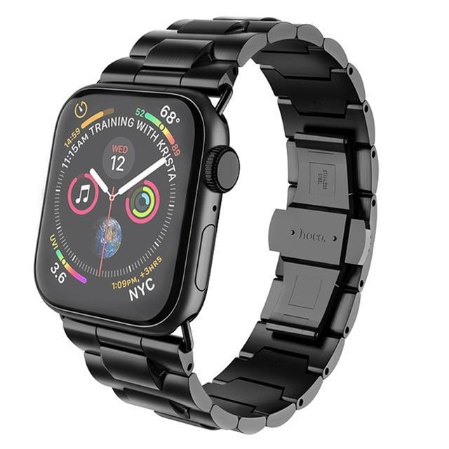 Apple Black / 38mm Apple Watch Series 5 4 3 2 Band, Metal Band Stainless Steel Butterfly Buckle Strap  38mm, 40mm, 42mm, 44mm