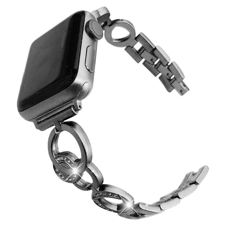 Apple Black / 38mm Bling Stainless Steel Bracelet for Apple Watch 38mm 42mm 40mm 44mm Rose Gold Women Replace Watchband Strap Band for iwatch 1 2 3 4