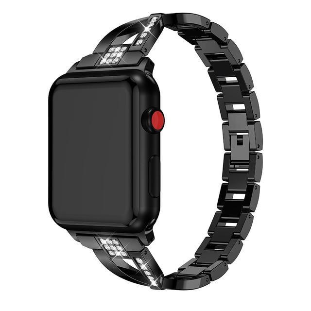 Apple Black / 38mm or 40mm For Apple Watch band 40mm 44mm 38mm 42mm women Diamond Band for iWatch series 4 3 2 1  bracelet stainless steel strap Wristband