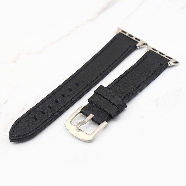 Apple Black / 38mm Plus Strap Cowhide Faux leather Retro Design Watch Strap 38 42mm Replacement For Apple Watch 135*80mm Lengthen Watchband
