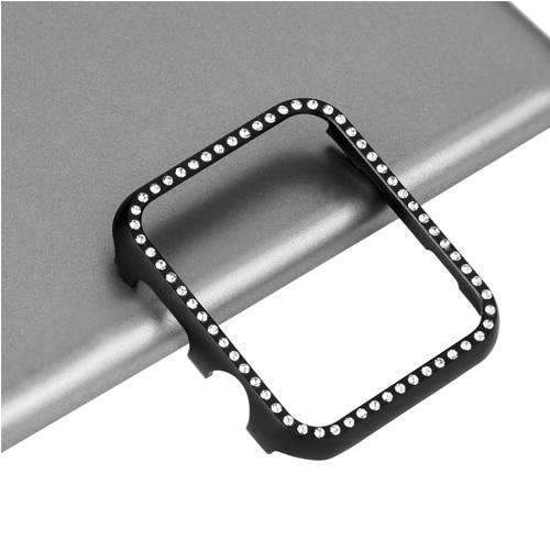 Apple black / 38mm series 3 2 Diamond case For Apple watch band 42mm/44mm strap iwatch 4/3/2 40mm/38mm Aluminum alloy Crystal protective cover bezel shell - USA Fast Shipping