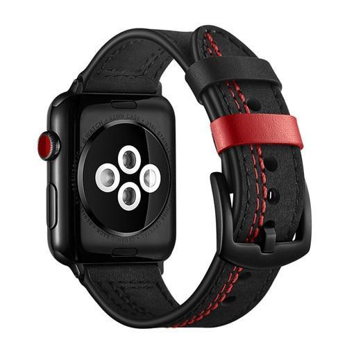 Apple Black / 40mm Leather strap for apple watch 4 band 44mm 42mm iwatch 3 band 38mm/40mm bracelet Genuine Leather watchband belt accessories, USA Fast Shipping