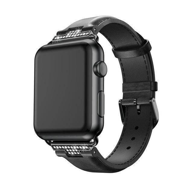 Apple Black / 42mm / 44mm Apple Watch Series 5 4 3 2 Band, Luxury Leather Formal Strap for iWatch  38mm, 40mm, 42mm, 44mm