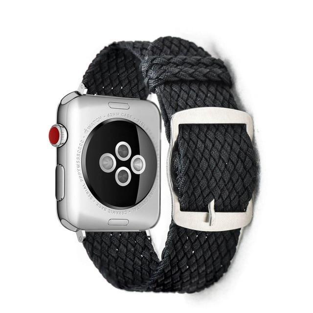 Apple Black / 44mm Apple Watch Series 5 4 3 2 Band, Soft Breathable Nylon Polyester Watch, Sport Bracelet Strap for iWatch 38mm, 40mm, 42mm, 44mm
