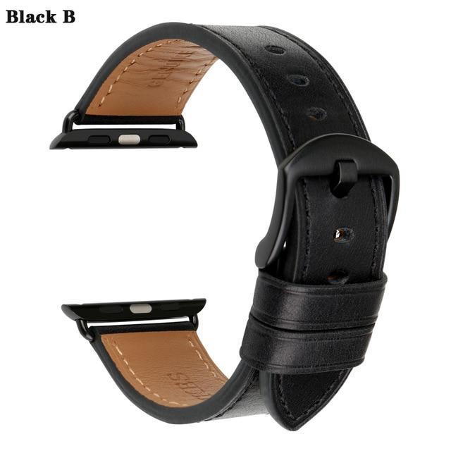 Apple Black B / For Apple Watch 38mm Watch Accessories Genuine Leather For Apple Watch Band 44mm 40mm & Apple Watch Bands 42mm 38mm Series 4 3 2 1 Watch Strap
