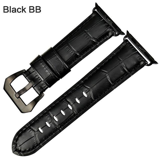 Apple Black BB / For Apple Watch 38mm Watchbands genuine cow leather watch strap for Apple Watch Band 42mm 38mm series 4 1 iwatch 4 44mm 40mm  watch bracelet