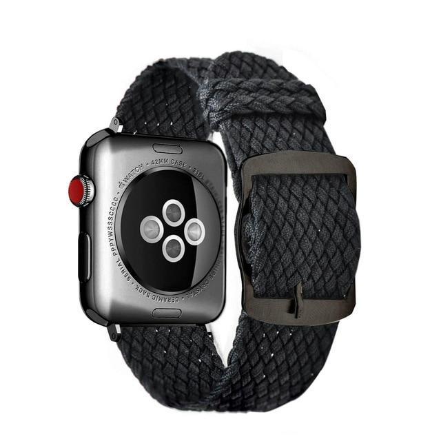 Apple Black Black / 44mm Apple Watch Series 5 4 3 2 Band, Soft Breathable Nylon Polyester Watch, Sport Bracelet Strap for iWatch 38mm, 40mm, 42mm, 44mm