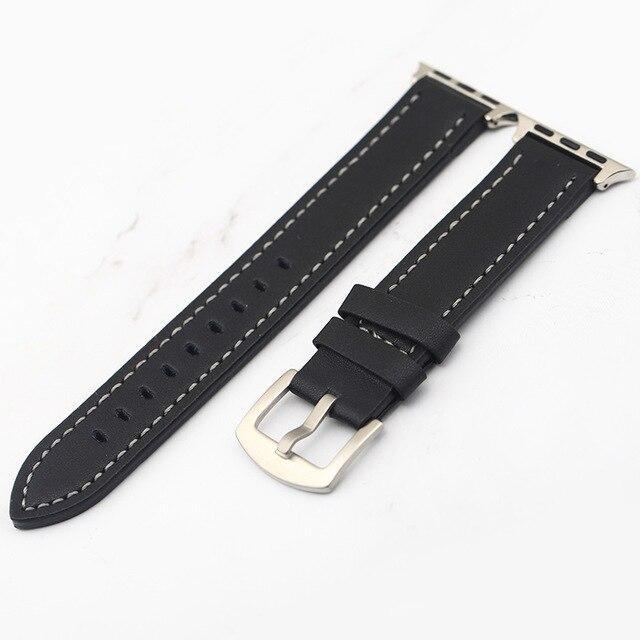Apple black white line / 38mm Plus Strap Cowhide Faux leather Retro Design Watch Strap 38 42mm Replacement For Apple Watch 135*80mm Lengthen Watchband