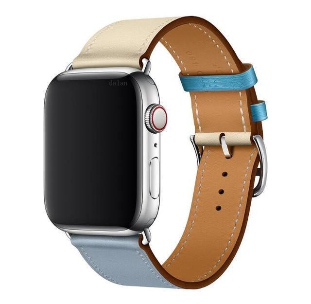 Apple Bleu Lin Craie / for 38mm and 40mm High quality Leather loop for iWatch 4 40mm 44mm Sports Strap Single Tour band for Apple watch 42mm 38mm Series 1&2&3