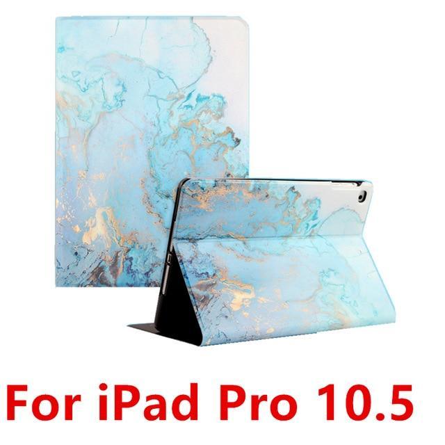 Apple Blue 10.5 For iPad 9.7 2017 2018 Case A1893 Silicone Soft Back Marble PU Leather Smart Cover for iPad Air 2 1 Pro 10.5 Mini 1 2 3 4 Funda