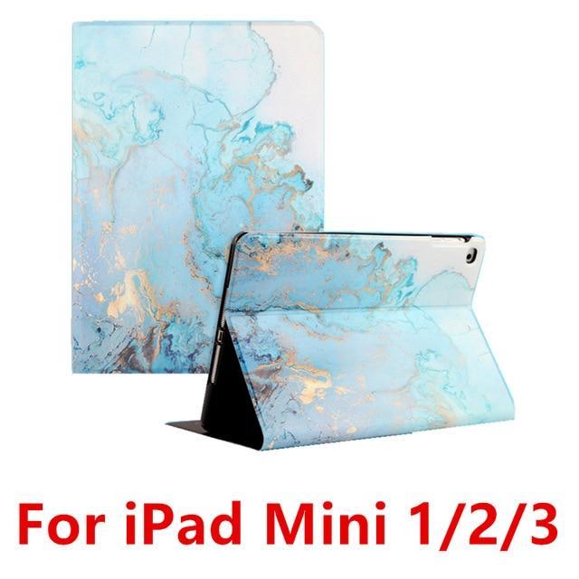 Apple Blue 123 For iPad 9.7 2017 2018 Case A1893 Silicone Soft Back Marble PU Leather Smart Cover for iPad Air 2 1 Pro 10.5 Mini 1 2 3 4 Funda
