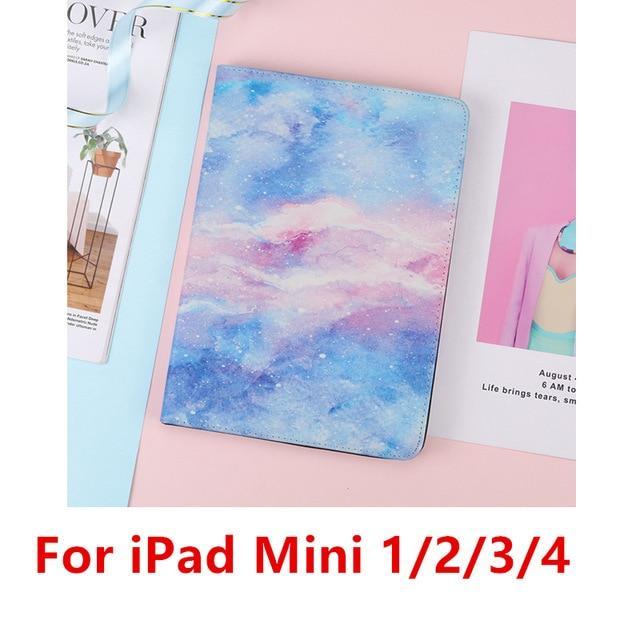 Apple Blue 12311 For iPad 9.7 2017 2018 Case A1893 Silicone Soft Back Marble PU Leather Smart Cover for iPad Air 2 1 Pro 10.5 Mini 1 2 3 4 Funda