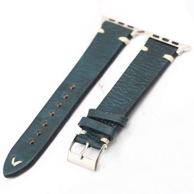 Apple Blue / 38mm/40mm Apple Watch band tooled leather, vintage Retro Waterproof strap Series 1 2 3 4  44mm, 40mm, 42mm, 38mm