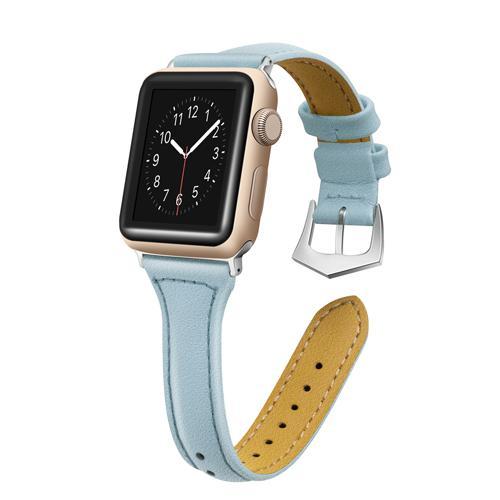 Apple blue / 38mm / 40mm Apple Watch Series 5 4 3 2 Band, Cow Leather Pulseira Strap iWatch Correa bracelet Belt Watchband 38mm, 40mm, 42mm, 44mm US Fast Shipping