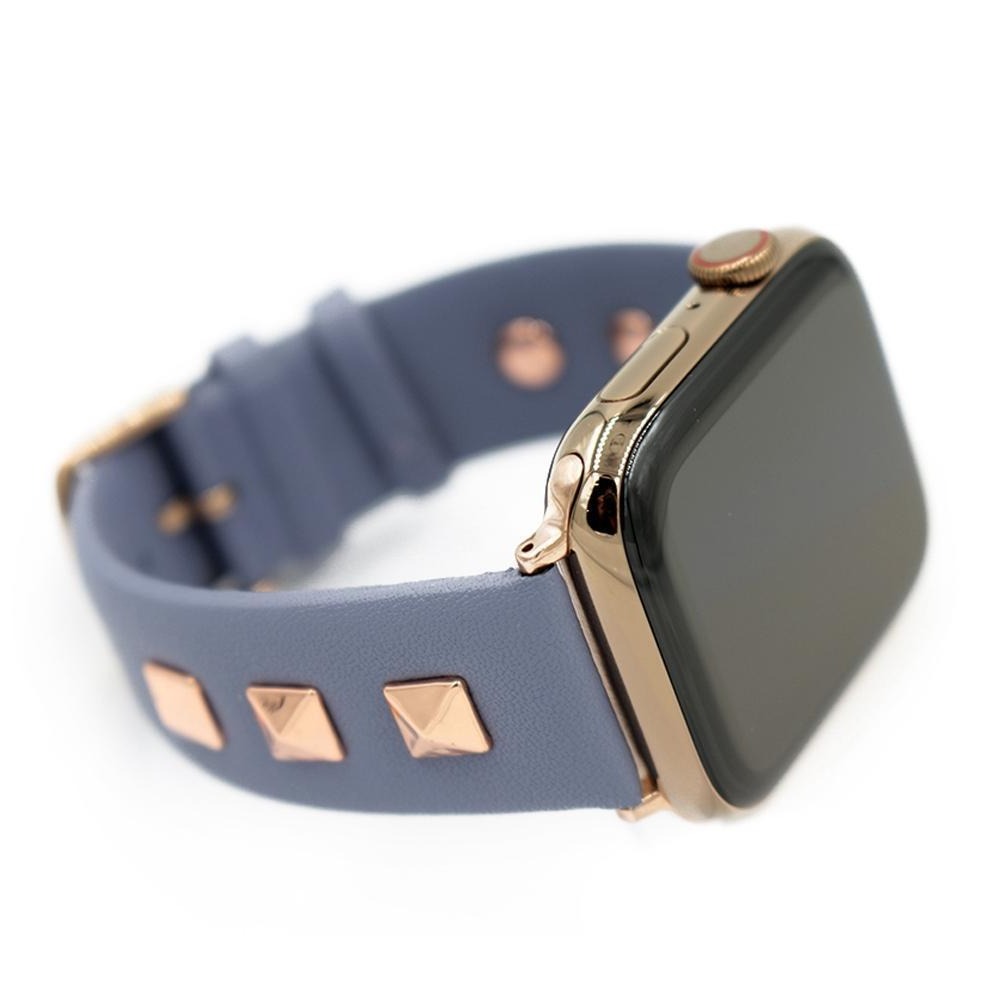 Apple Blue / 38mm / 40mm Apple Watch Series 5 4 3 2 Band, Punk gold Studded Leather Rivets Design, fits iWatch, 38mm, 40mm, 42mm, 44mm