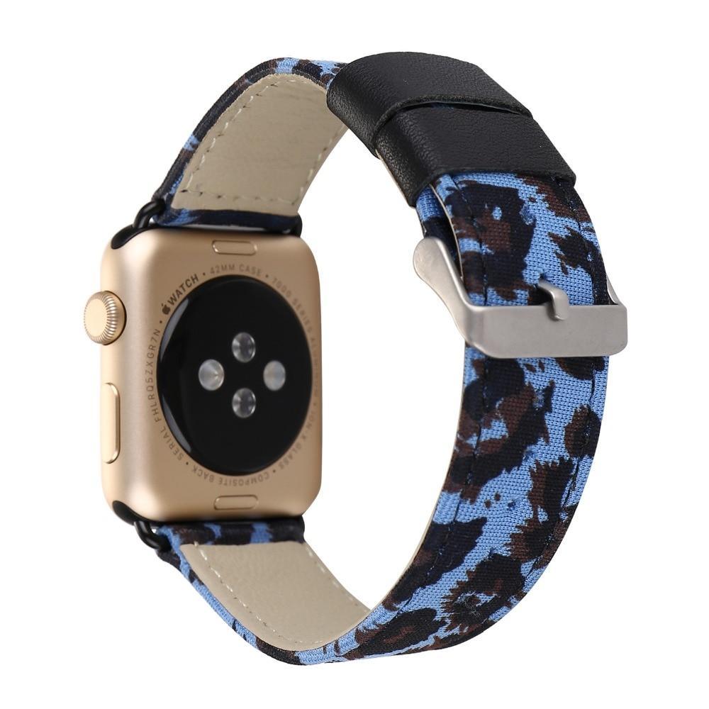 Apple Blue / 38mm Leopard Printed Leather Watchband Strap Band for Apple Watch 38mm 42mm Series 1 /2 Wrist Band Bracelet