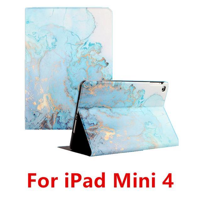 Apple Blue  4 For iPad 9.7 2017 2018 Case A1893 Silicone Soft Back Marble PU Leather Smart Cover for iPad Air 2 1 Pro 10.5 Mini 1 2 3 4 Funda