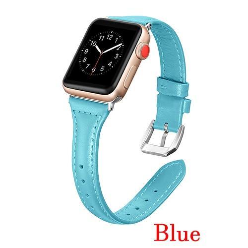 Apple Blue / 42mm 44mm AW Copy of Pulseira strap For apple watch 5 4 3 2 1 42mm 38mm 44mm 40mm belt for iWatch band leather Bracelet Accessories women's - USA Fast Shipping