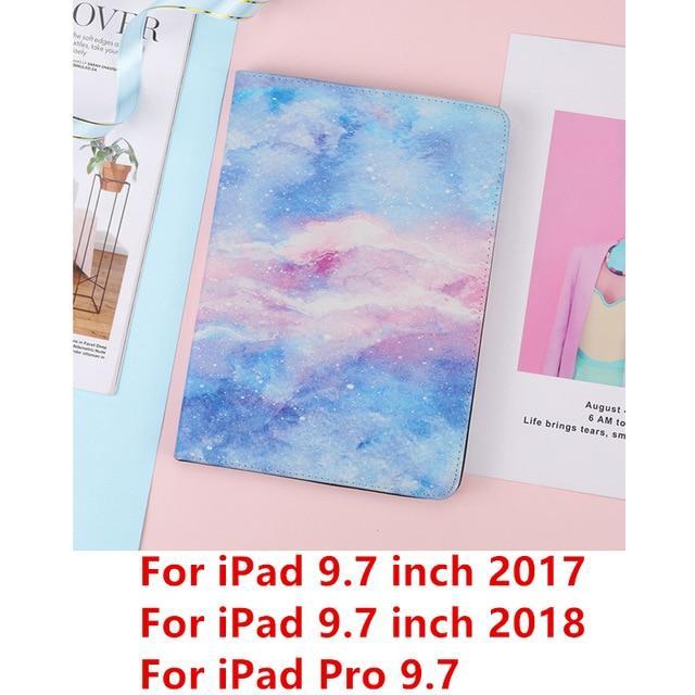 Apple Blue 9.7 2018 For iPad 9.7 2017 2018 Case A1893 Silicone Soft Back Marble PU Leather Smart Cover for iPad Air 2 1 Pro 10.5 Mini 1 2 3 4 Funda
