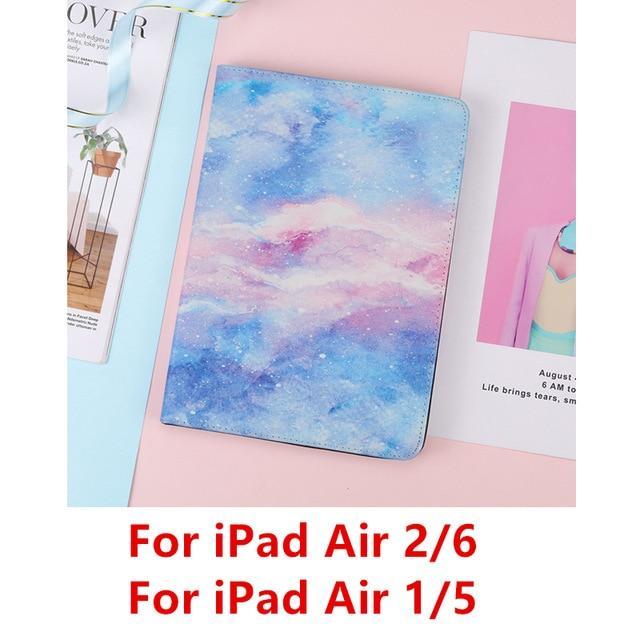 Apple Blue Air 115 For iPad 9.7 2017 2018 Case A1893 Silicone Soft Back Marble PU Leather Smart Cover for iPad Air 2 1 Pro 10.5 Mini 1 2 3 4 Funda