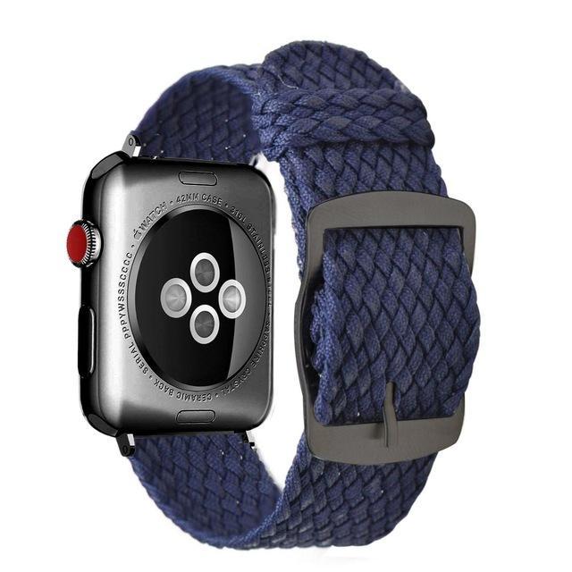 Apple Blue Black / 44mm Apple Watch Series 5 4 3 2 Band, Soft Breathable Nylon Polyester Watch, Sport Bracelet Strap for iWatch 38mm, 40mm, 42mm, 44mm