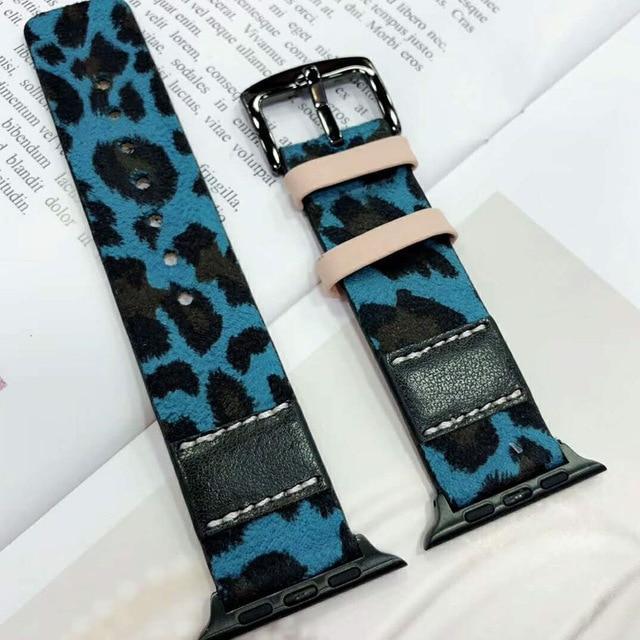 Apple Blue / for 38mm Luxury Leopard Print Leather Watch Strap for Apple Watch Series 4 3 2 1 Band Men/Women Bracelet 38mm 42mm 40mm 44mm