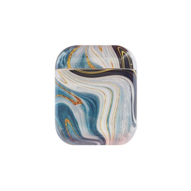 Apple Blue Luxury agate Marble hard case for Apple Airpods case protective cover Bluetooth Wireless Earphone Case Charging Box case bags