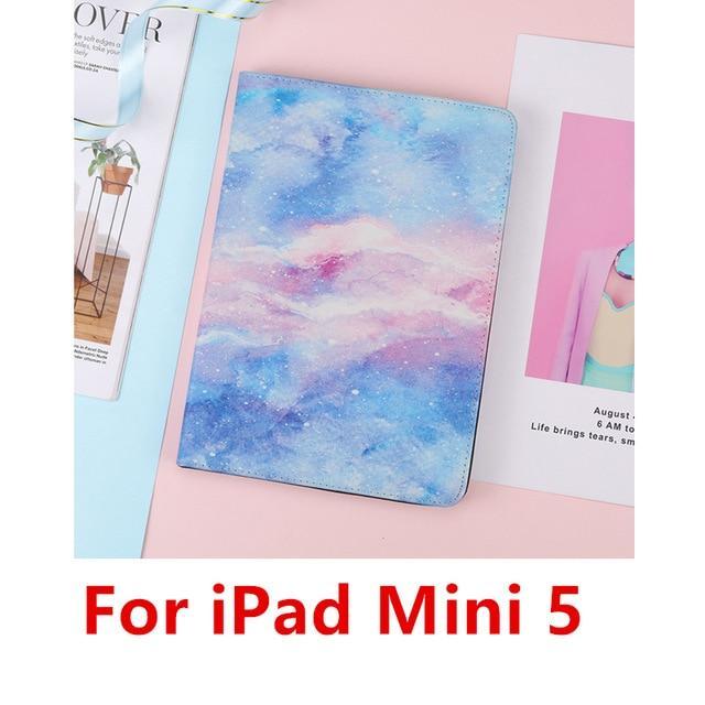 Apple Blue Mini 5 For iPad 9.7 2017 2018 Case A1893 Silicone Soft Back Marble PU Leather Smart Cover for iPad Air 2 1 Pro 10.5 Mini 1 2 3 4 Funda
