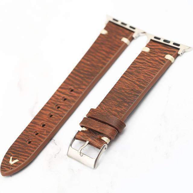 Apple Brown / 38mm/40mm Apple Watch band tooled leather, vintage Retro Waterproof strap Series 1 2 3 4  44mm, 40mm, 42mm, 38mm