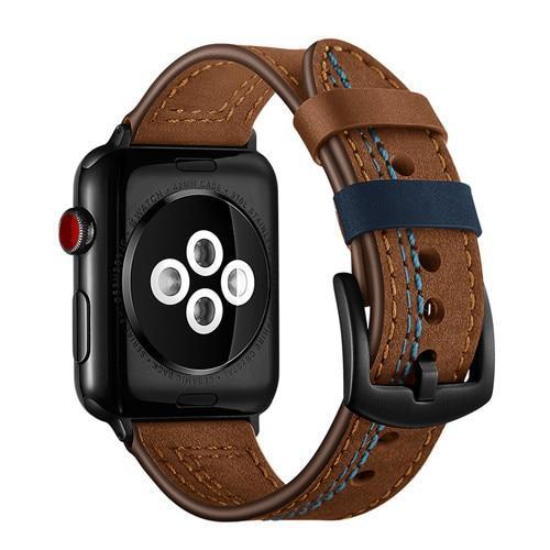Apple brown / 38mm / 40mm Apple Watch Series 5 4 3 2 Band, Genuine Leather Strap Watchband Belt Bracelet 38mm, 40mm, 42mm, 44mm -  US Fast Shipping
