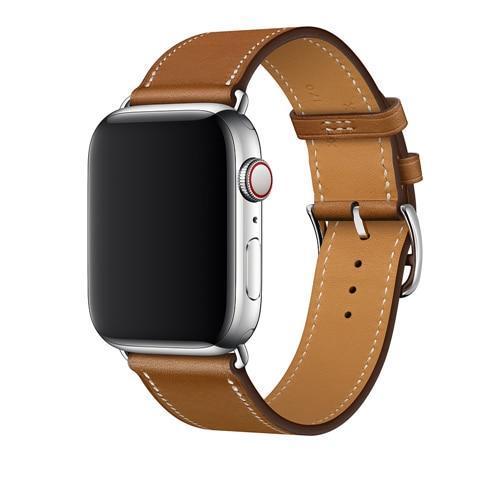 Apple Brown / 38mm Copy of Apple Watch Series 5 4 3 2 Band, Leather Single Tour Strap, Bracelet iWatch 38mm, 40mm, 42mm, 44mm - US Fast Shipping