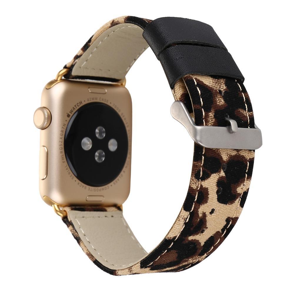 Apple Brown / 38mm Leopard Printed Leather Watchband Strap Band for Apple Watch 38mm 42mm Series 1 /2 Wrist Band Bracelet