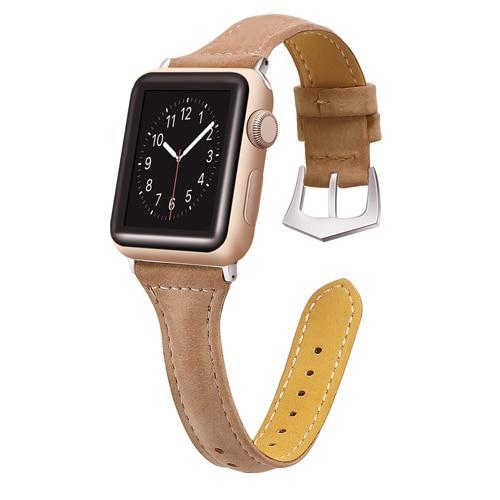 Apple Brown / 42mm / 44mm Apple Watch Series 5 4 3 2 Band, Cow Leather Pulseira Strap iWatch Correa bracelet Belt Watchband 38mm, 40mm, 42mm, 44mm US Fast Shipping