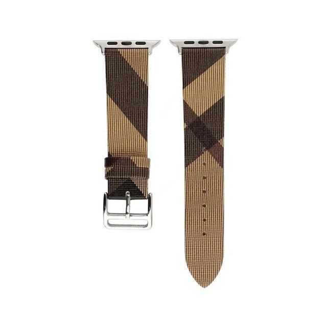 Apple Brown / for 42mm apple watch Plaid Pattern Leather Bracelet strap For Apple Watch band 4 44/40mm women/men watches wristband For iwatch series 3 2 1 42/38mm