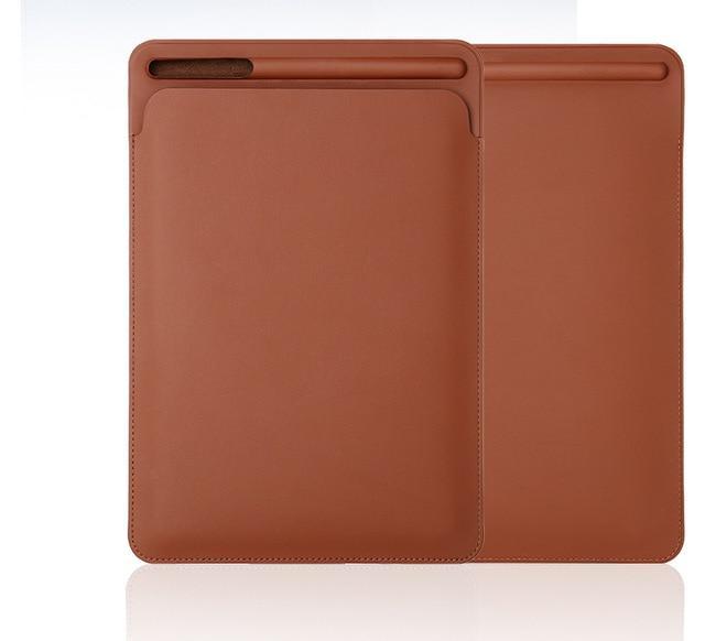 Apple Brown iPad Pro 12.9 leather Sleeve Case  Pouch Bag Cover with Pencil Slot
