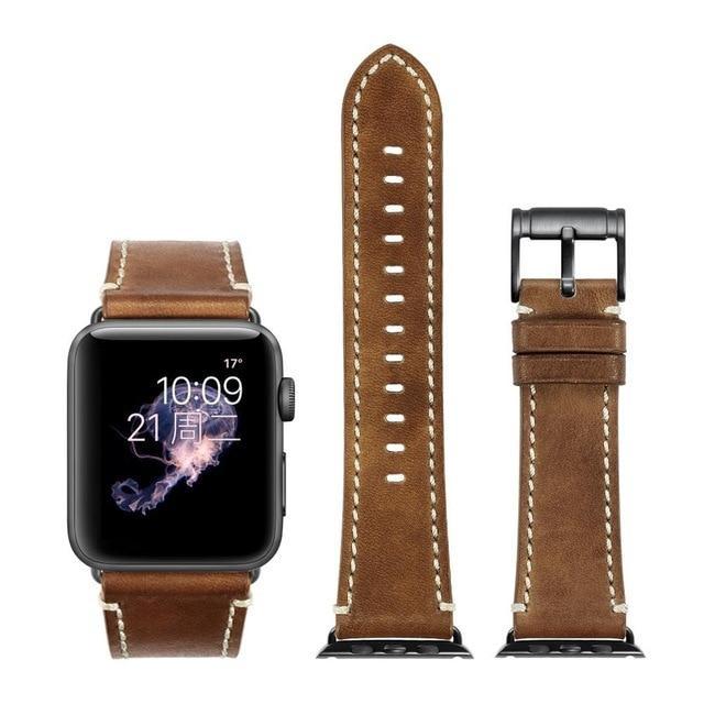 Apple Brown with black / for Apple Watch 40mm Durable Faux Leather iWatch Band 42mm 38mm / 44mm 40mm for  Apple Watch Series 4 3 2 1 for Apple Watch Strap