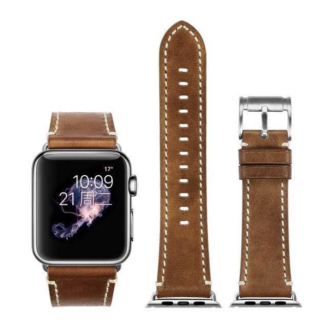 Apple Brown with silver / for Apple Watch 40mm Durable Faux Leather iWatch Band 42mm 38mm / 44mm 40mm for  Apple Watch Series 4 3 2 1 for Apple Watch Strap
