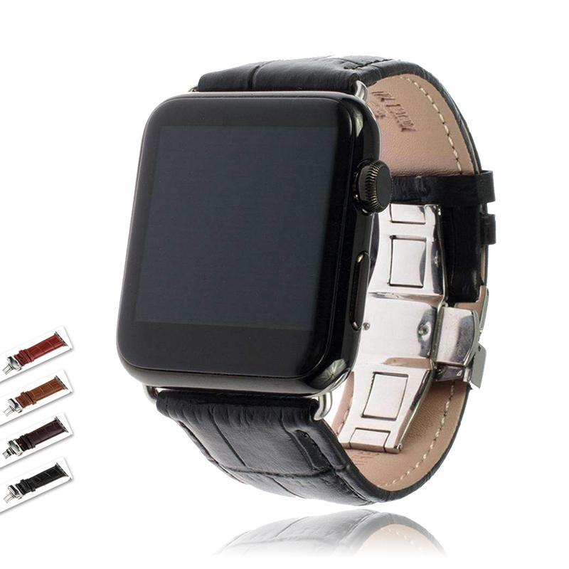 Calf Genuine Leather Watchband Butterfly Clasp Series 7 6 5 4 Strap