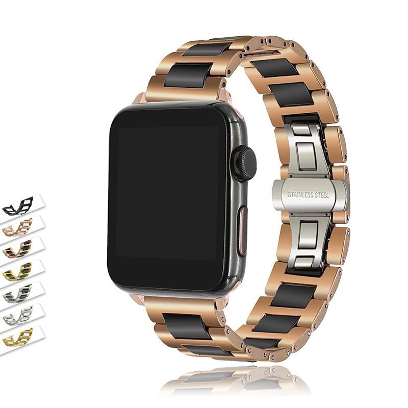Apple Watch Band 8 Ceramic two-tone Designer Premium Steel Link Strap