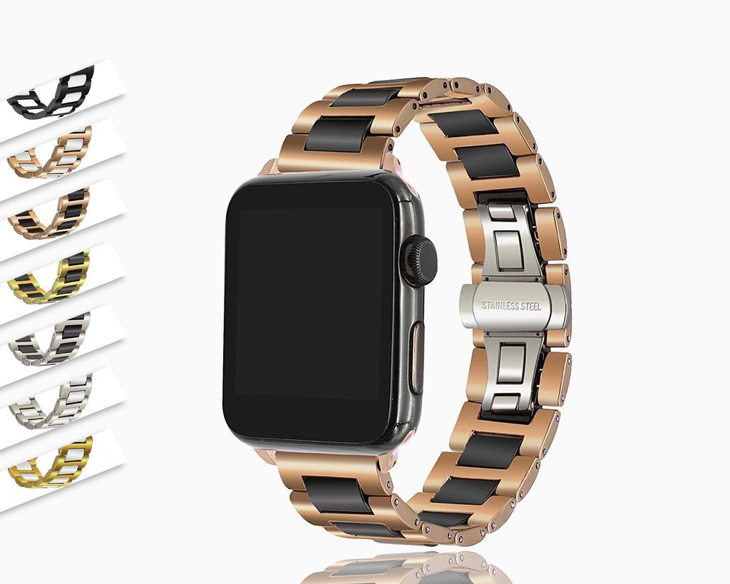 Apple Watch Band 8 Ceramic two-tone Designer Premium Steel Link Strap