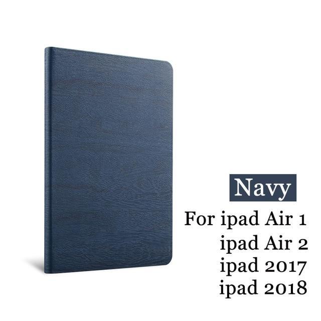 Apple Dark Blue For iPad Air 2 Air 1 Case New iPad 2017 2018 9.7 inch Simplicity PU Leather Smart Cover Folio Case Auto Wake Cover Case