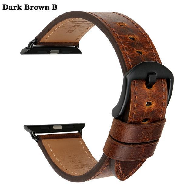 Apple Dark Brown B / For Apple Watch 38mm Watch Accessories Genuine Leather For Apple Watch Band 44mm 40mm & Apple Watch Bands 42mm 38mm Series 4 3 2 1 Watch Strap